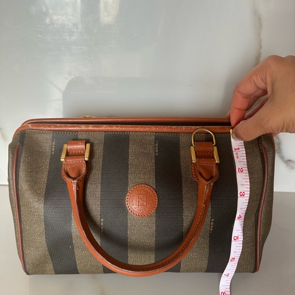 Fendi Vintage Pecan Canvas Coated Boston Bag - Picture 4 of 16